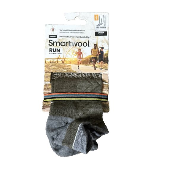 Smartwool Run Wool Blend Zero Cushion Low Ankle Socks Moss Green Unisex Large - Picture 1 of 6